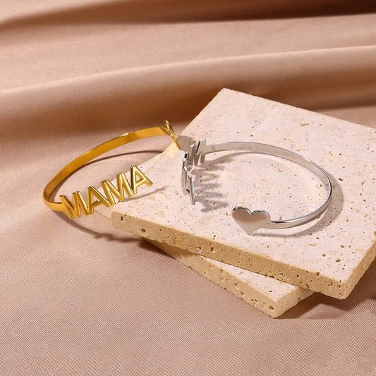 Mother's Day Jewelry Set for Women Open Stainless Steel Cuff Bracelets Waterproof Minimalist Wrist Accessory Freeshipping Items